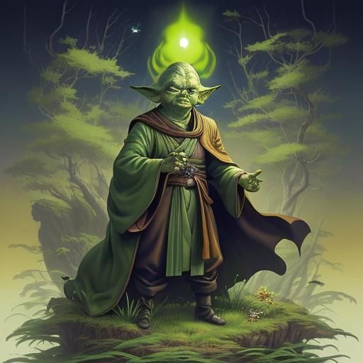 Manga Style Yoda on Swamp Planet