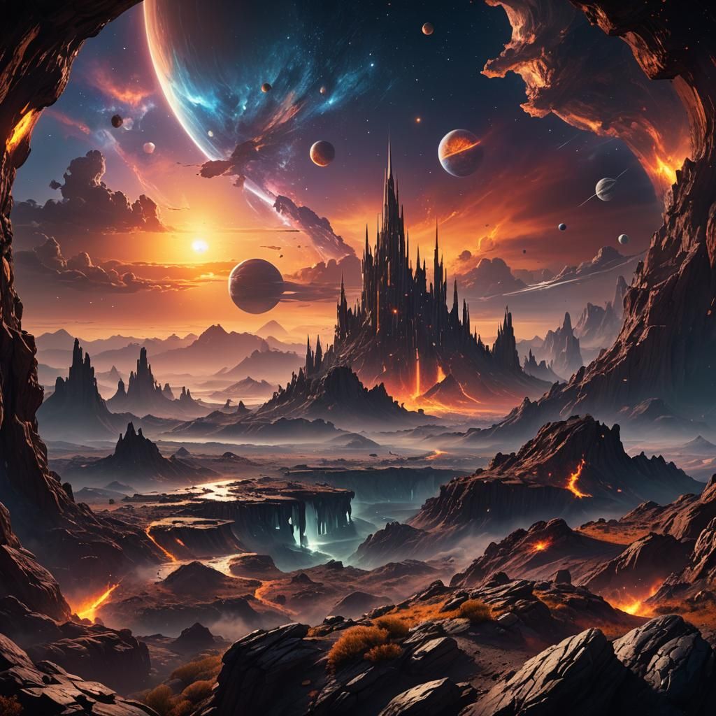 Epic Space Sunset Digital Painting
