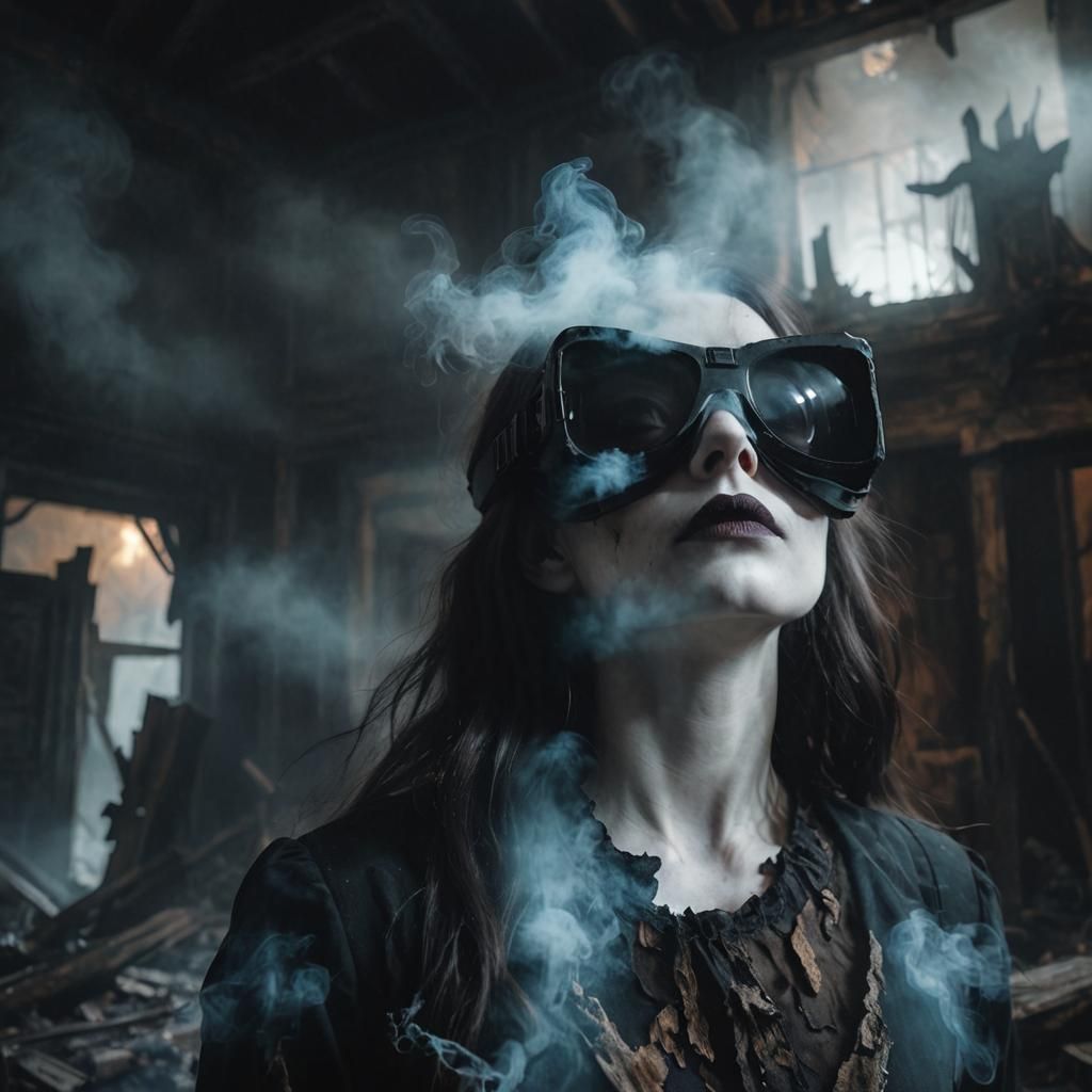 Gothic Model in Haunted VR World, Dark Fantasy Style