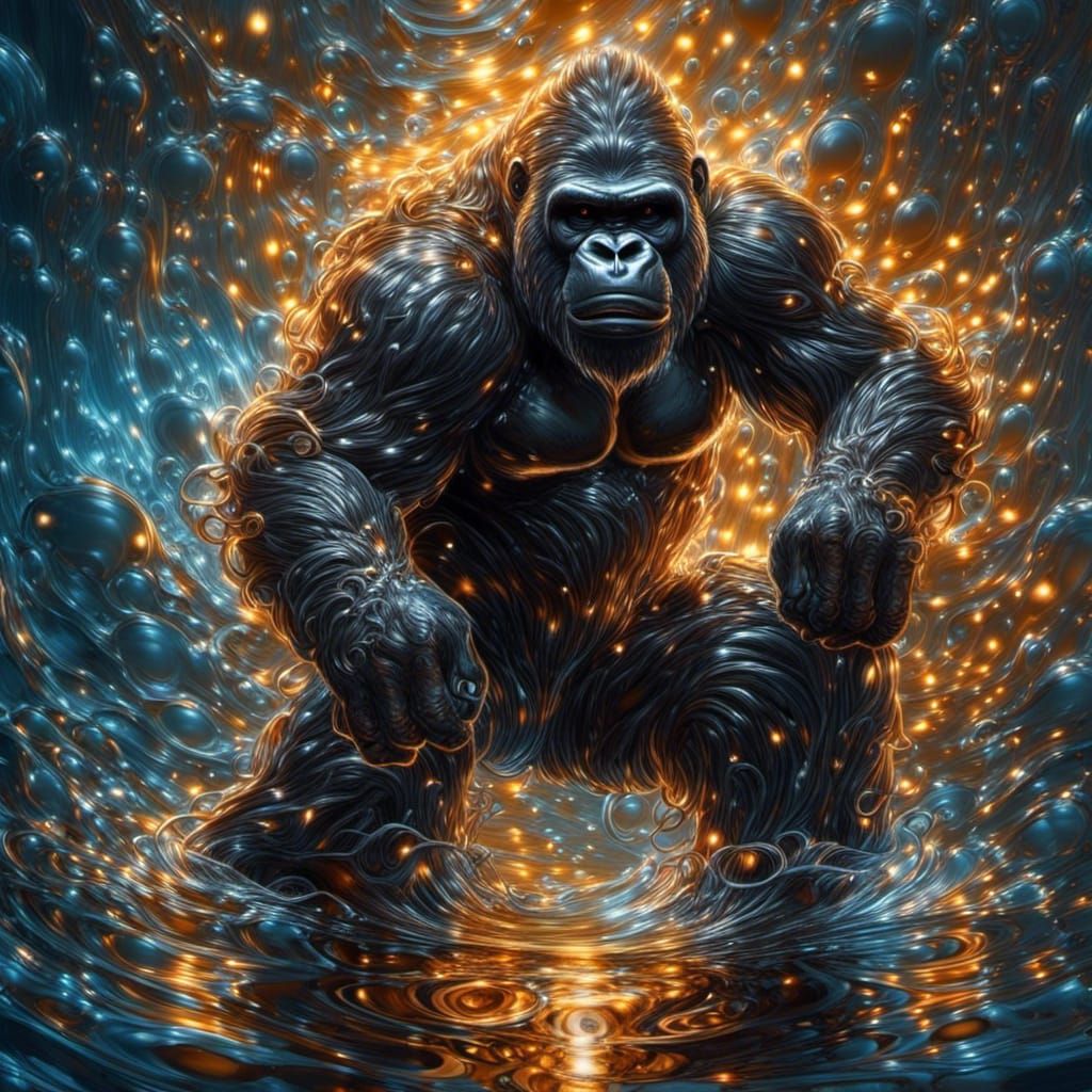 Mysterious Gorilla Floats Over Liquid Metal Sea
