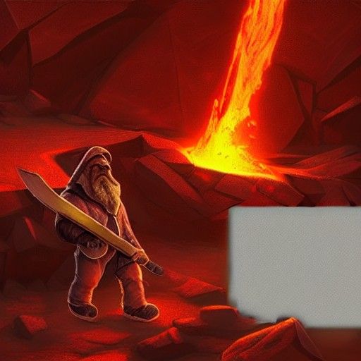 Dwarf Forging Nether Blade in Magma Forge: 8K 3D Art