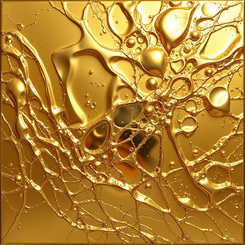 Abstract Surreal Gold and Chrome Landscape
