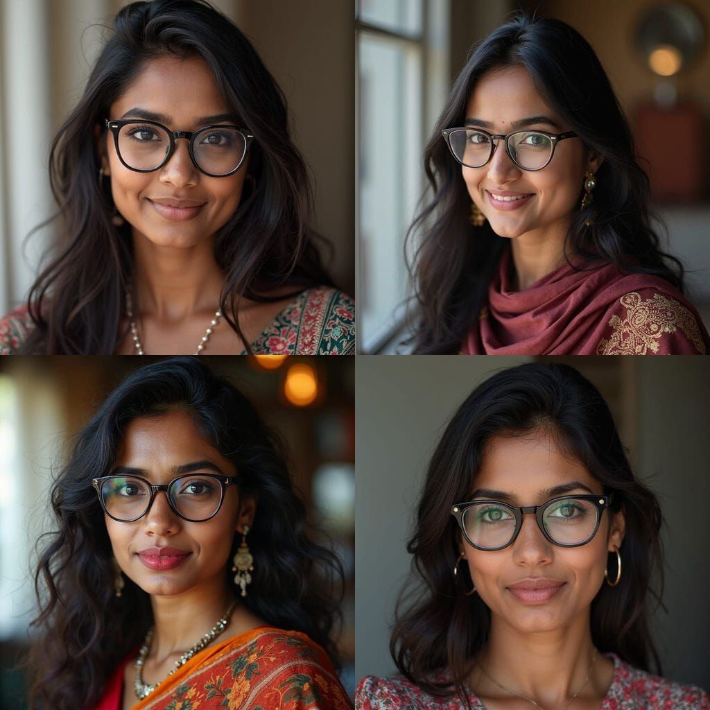 South Asian Woman with Dark Skin and Glasses