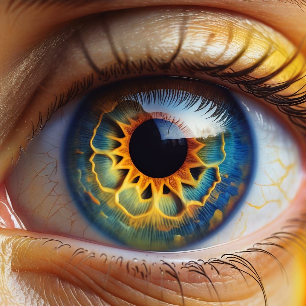 Surreal Eye with 360-Degree Iris as Oil Painting