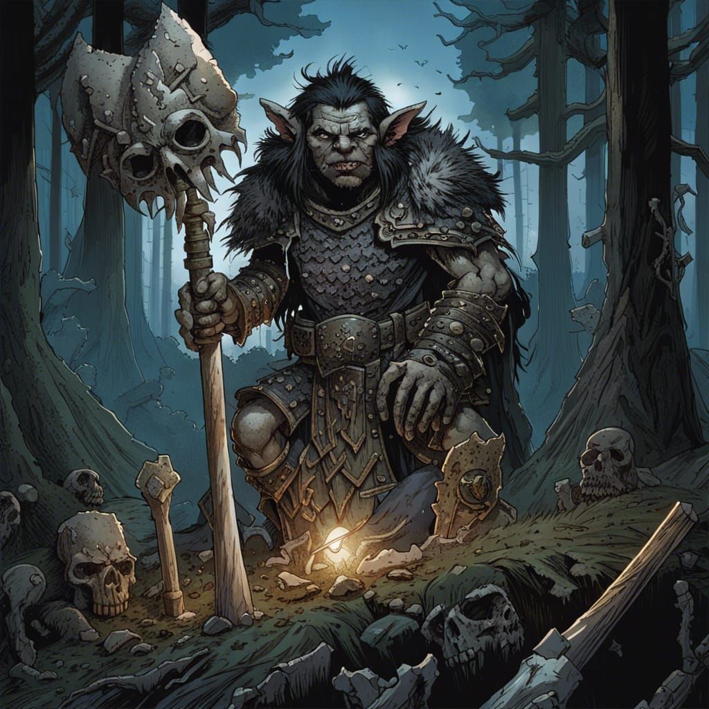 Armored Troll in Dark Gothic Forest