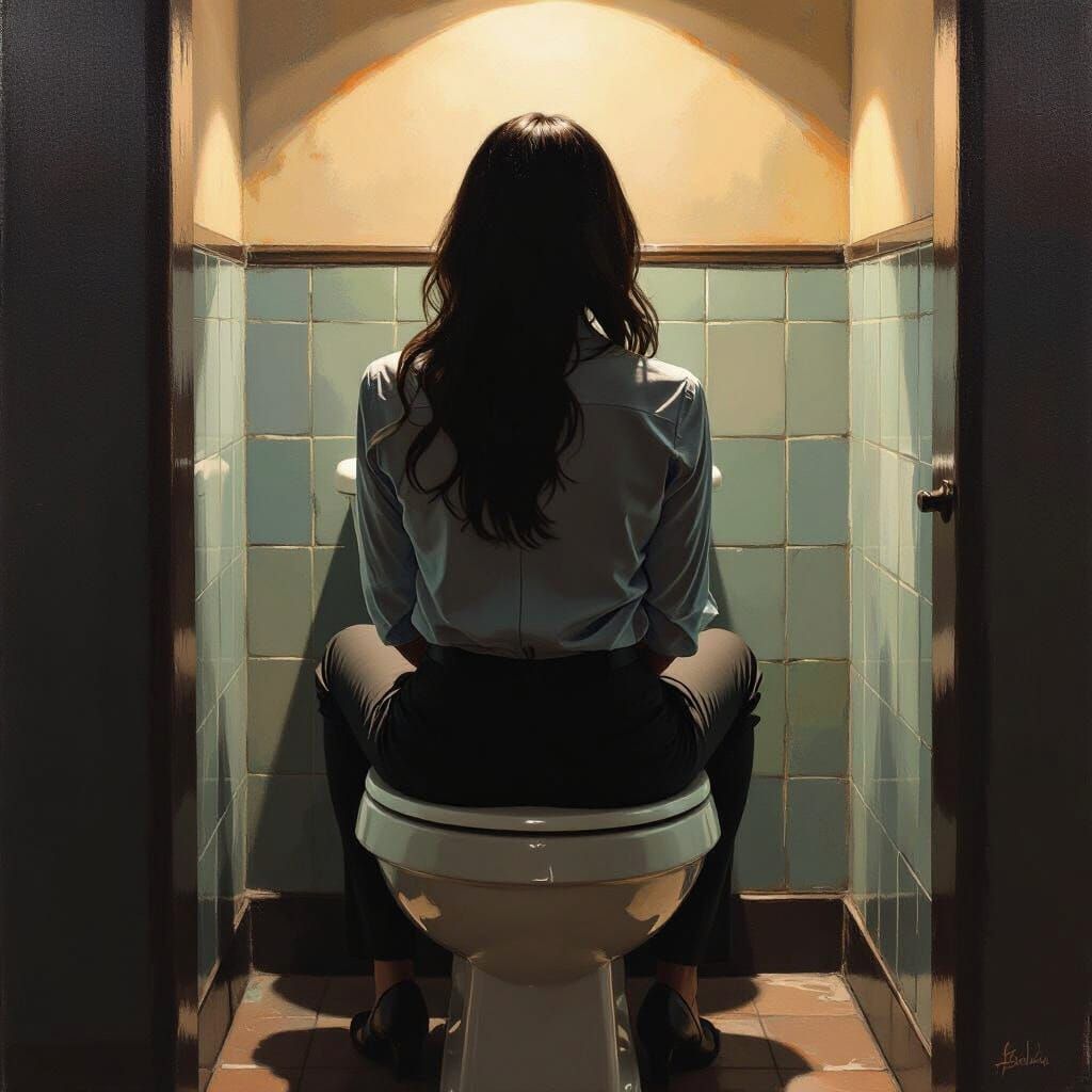 Zoe Saldana on Toilet, Realistic Digital Painting