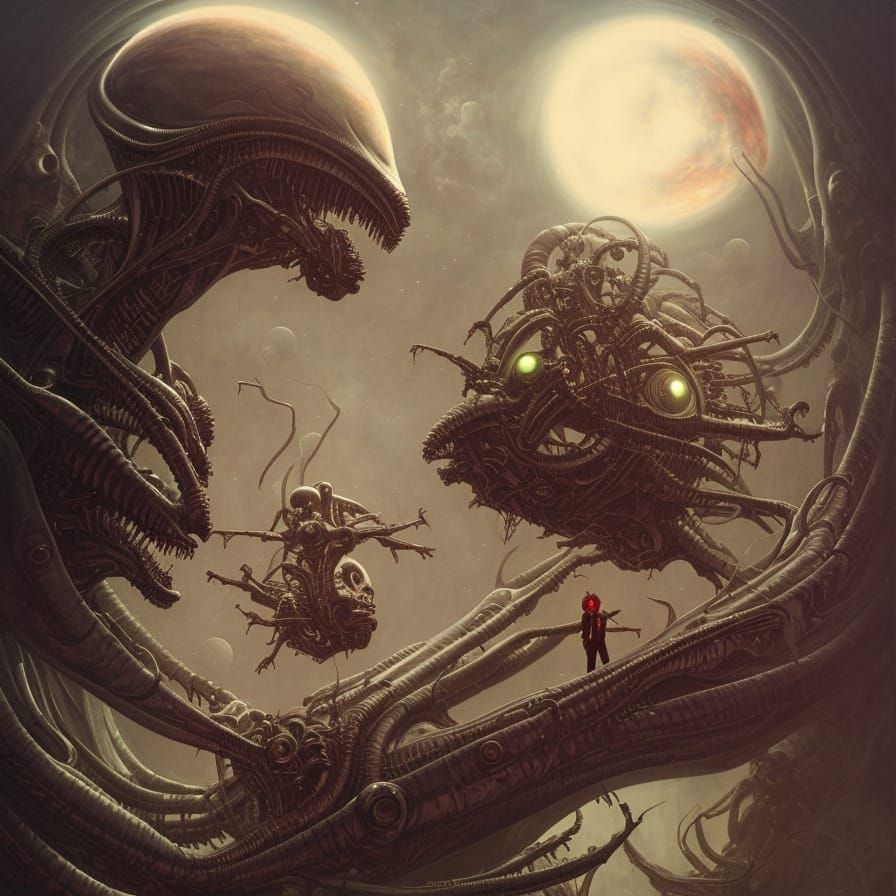 Nightmarish Hellscape with Satan in Hyperdetailed Art