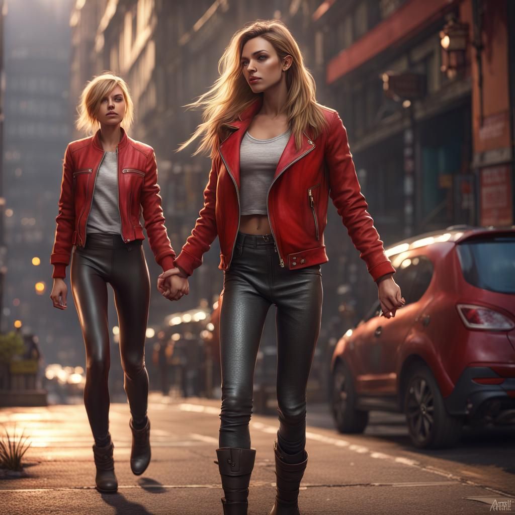 Lovers Holding Hands in Detailed Matte Painting