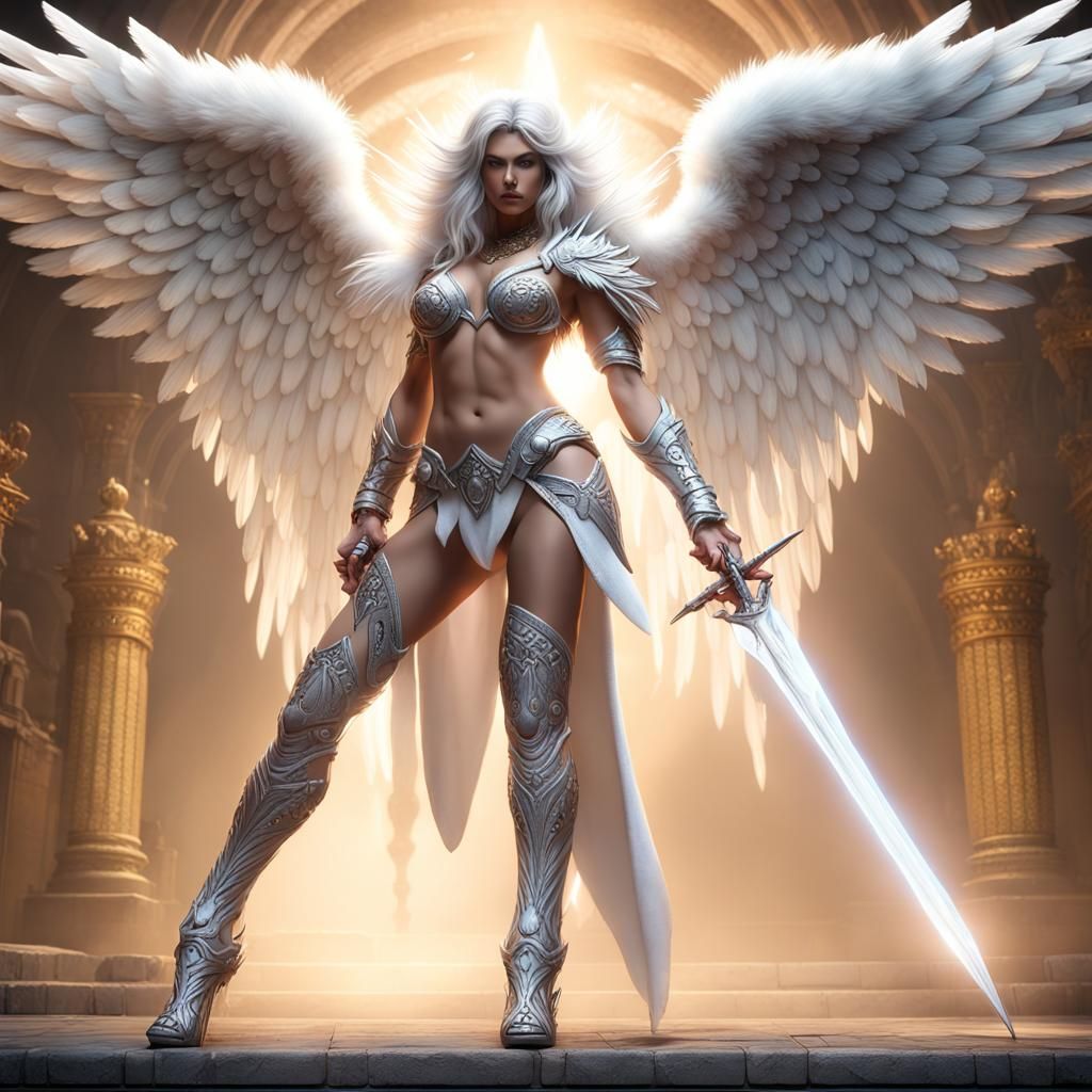 Angel Warrior Goddess in Dark Fantasy Concept Art