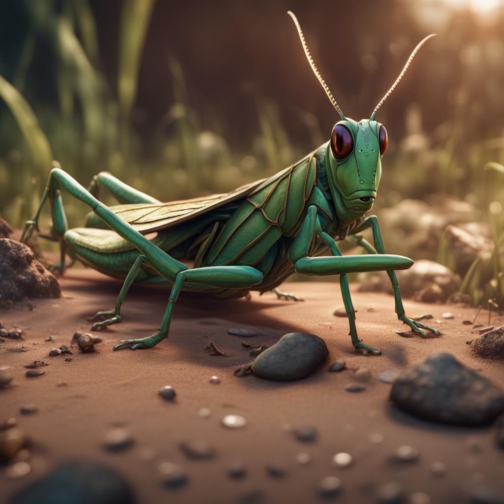 Grasshopper in Flip Flops: Detailed Matte Painting