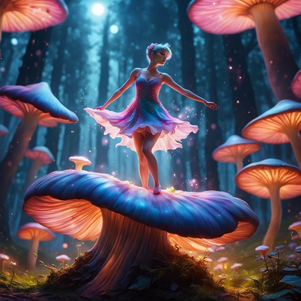 Pixie Dancing in the Moonlight: Hyperrealistic Splash Art