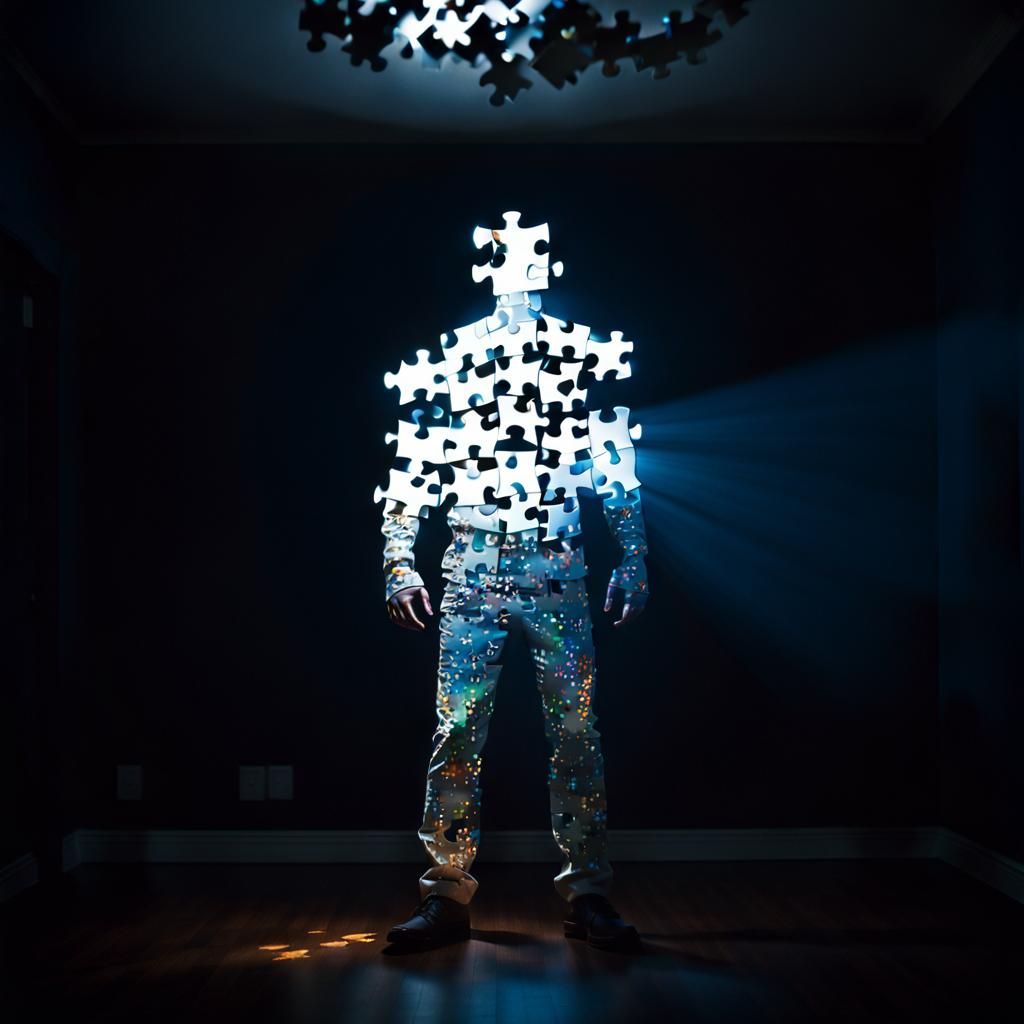 Puzzle Piece Man in Spotlight: Professional Photography