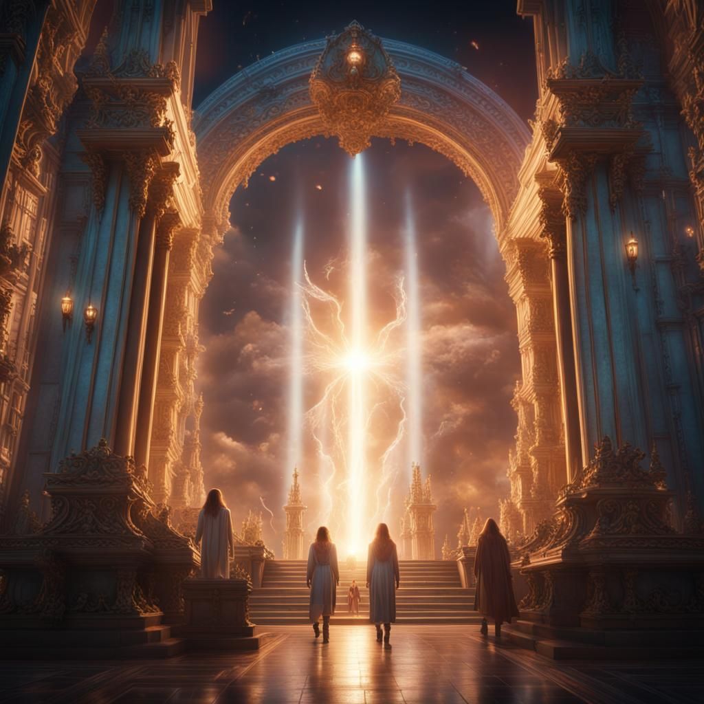 Angelic Portal Shimmers with Heavenly Light