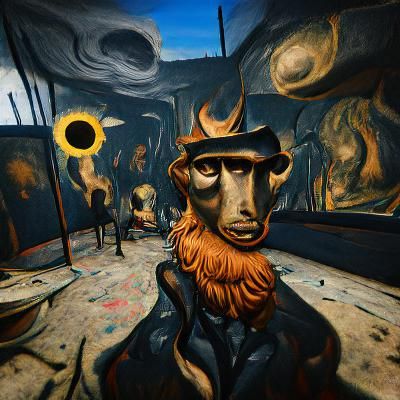 Surreal Dark Pits of Hell in Oil Painting