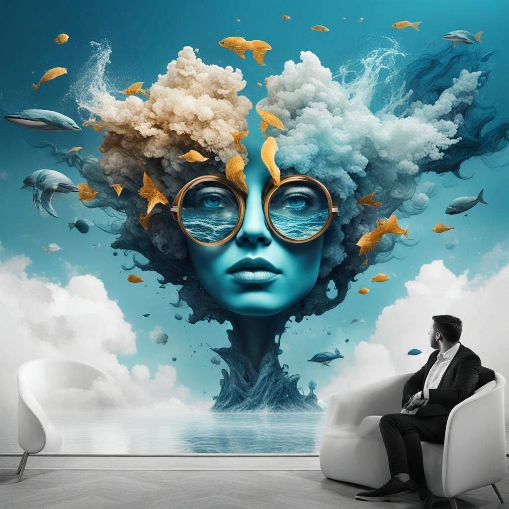 Surreal Seascape Face in Dreamlike Atmosphere