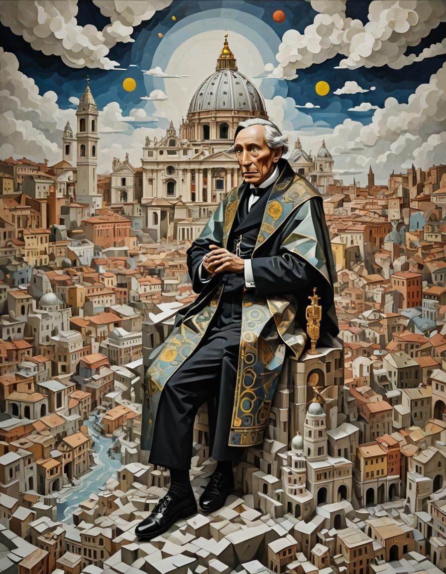 Despondent Surrealist Iconography in Geometric Paper Mache