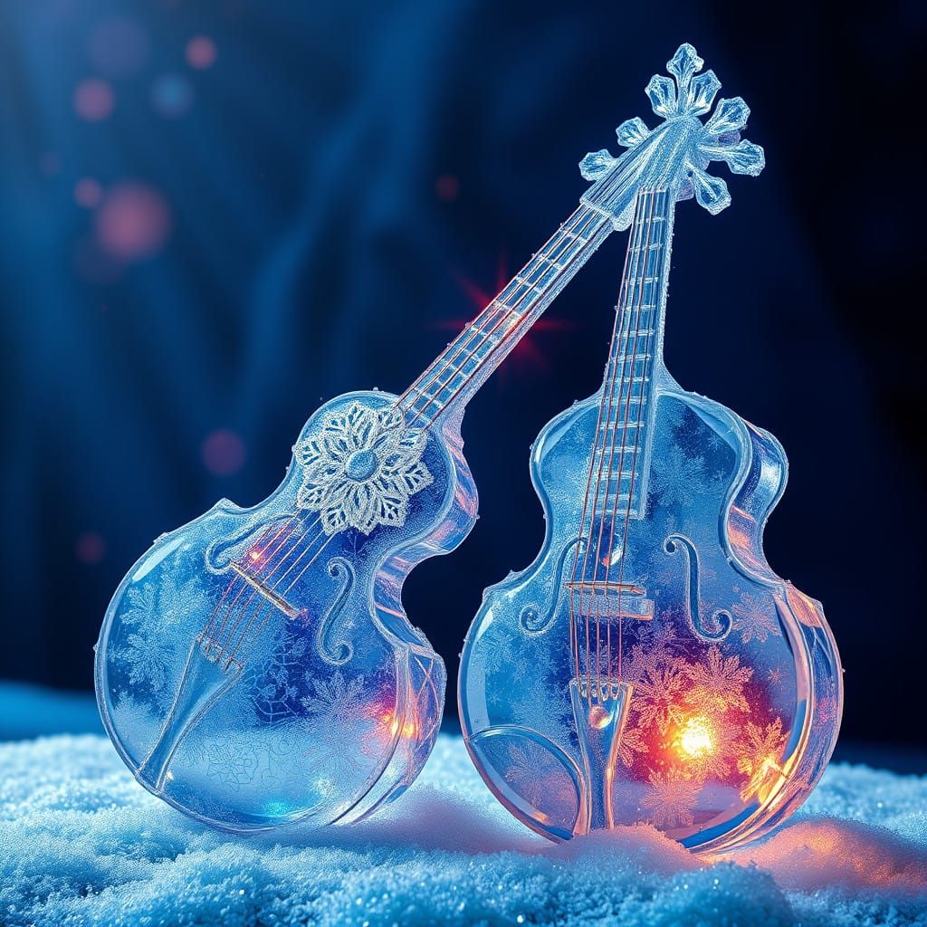 Ethereal Ice Instruments in Mystical Winter Realism