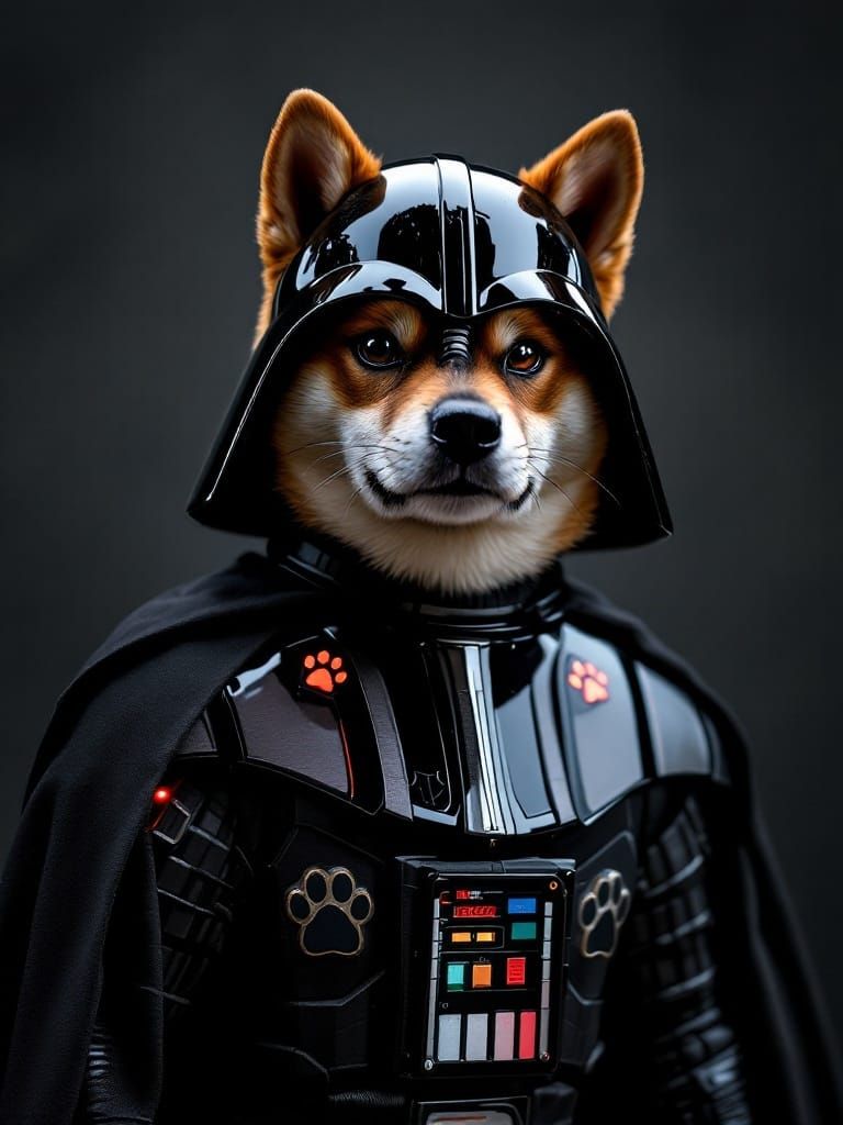Majestic Shiba Inu Darth Vader Rules the Bark Side
