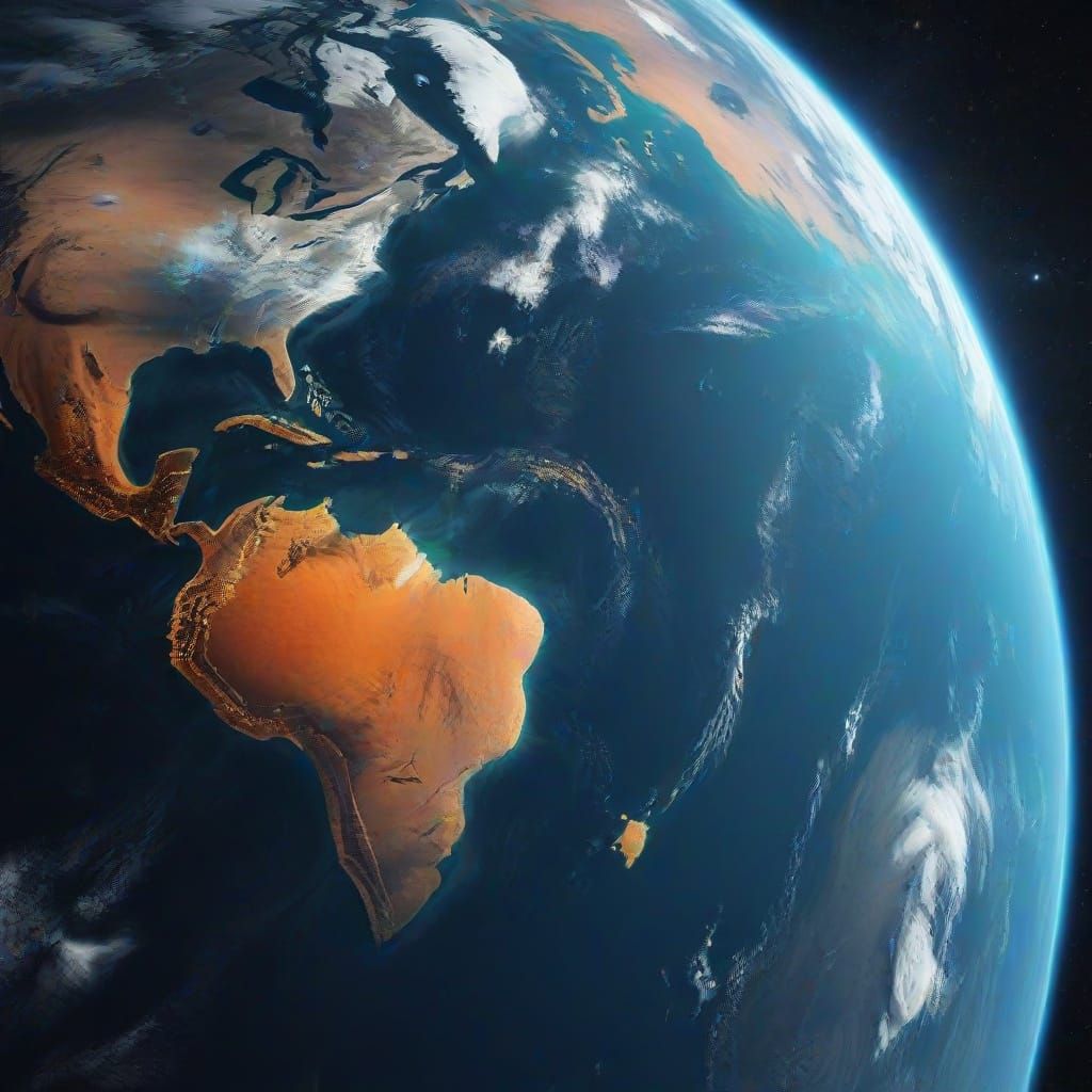 Realistic Planet Earth From Space in Digital Art