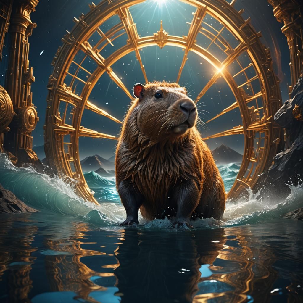 Powerful Capybara on a Grand Ocean