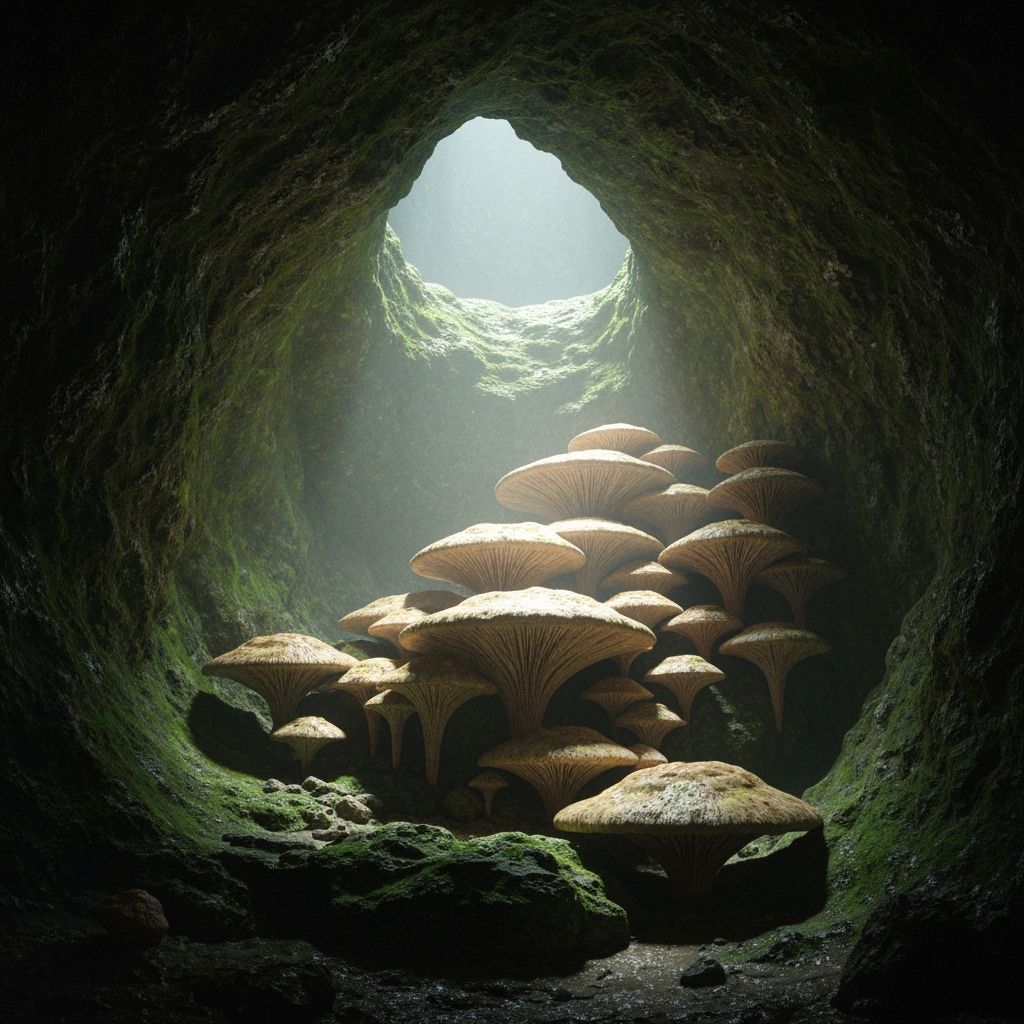 Bioluminescent Fungus Colony on Alien Planet