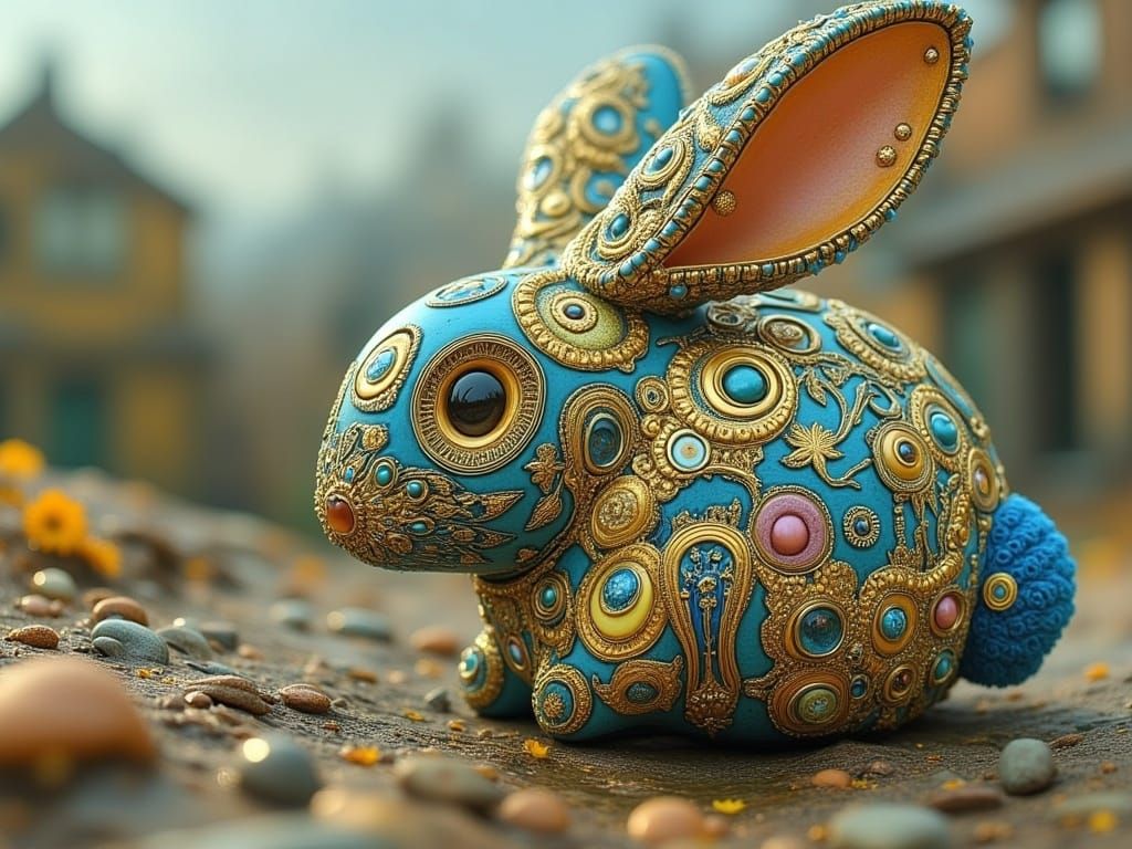 Surreal Coffee Bunny in a Fingerpunk Landscape