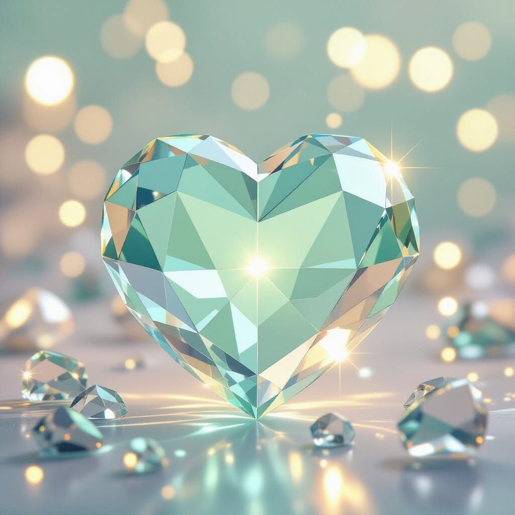 Glowing Crystal Heart in Pastel Fantasy Style