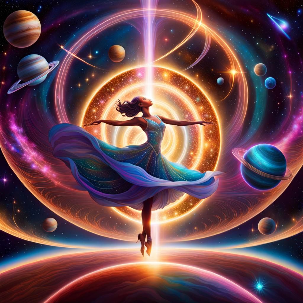 A beautiful ballerina literally dancing with the stars