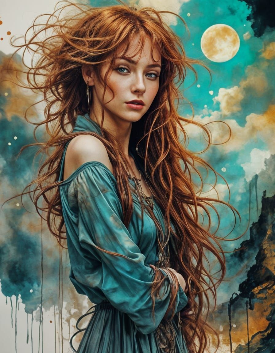 Stunning Scottish Woman Portrait in Oil Painting Style