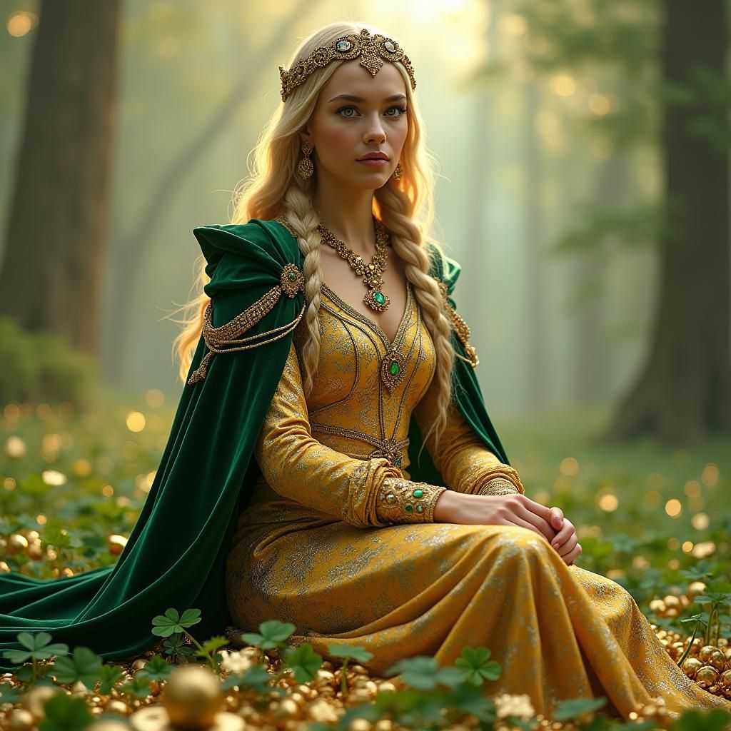 Lithuanian Goddess Pilvytė on a Treasure Heap