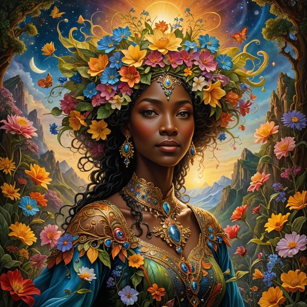 Radiant Joy: Surreal Portrait in Matte Painting Style