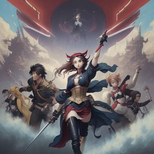 Liberty Leading the People in Anime Style