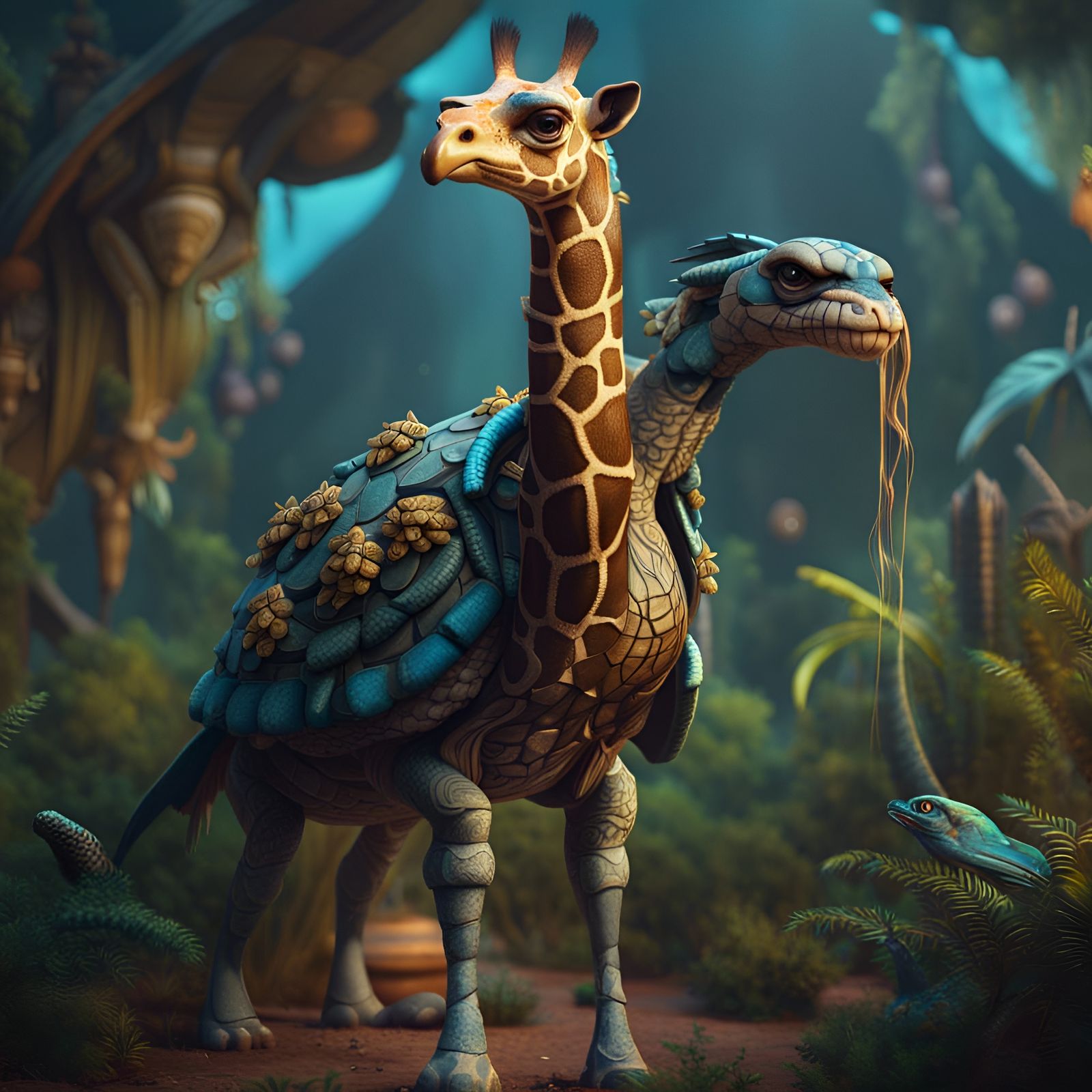 Quirky Giraffe Hybrid Animal Concept Art