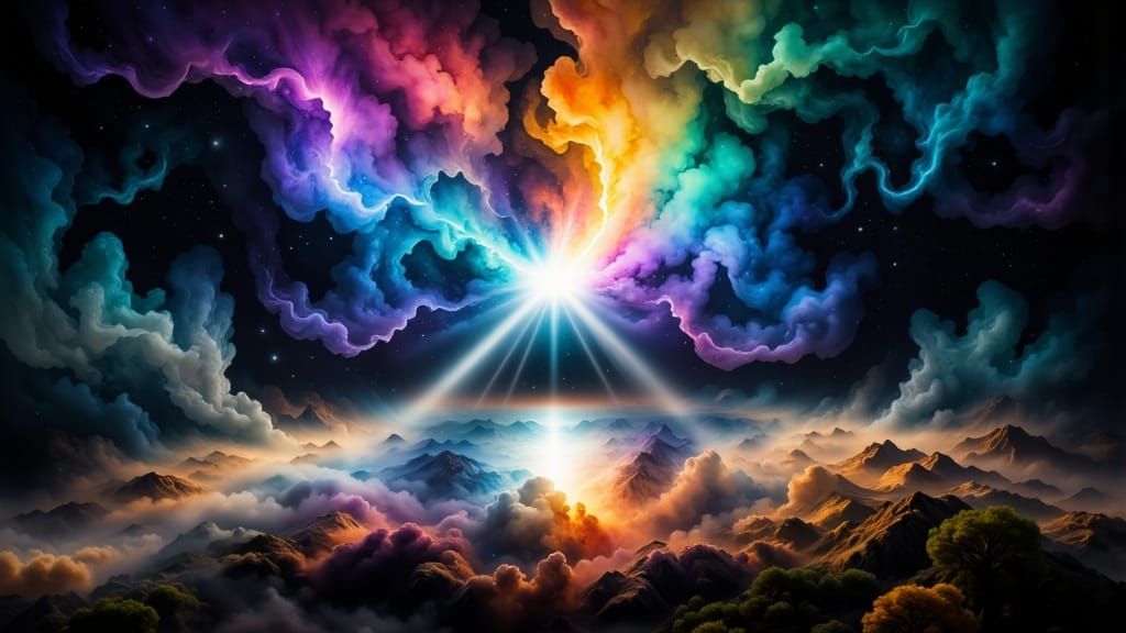 Prismatic Light Beams in Abstract Reality Style