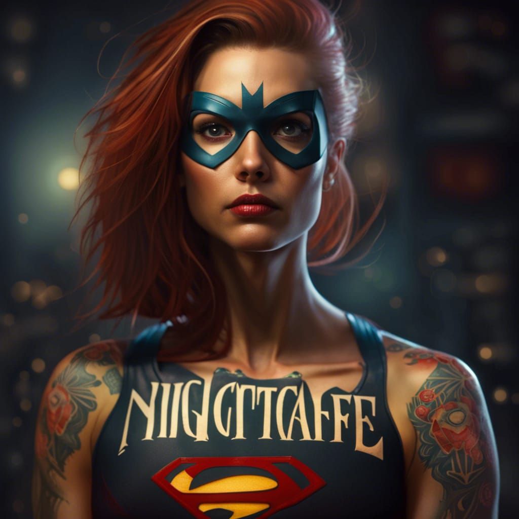 Superhero with NIGHTCAFE Tattoo