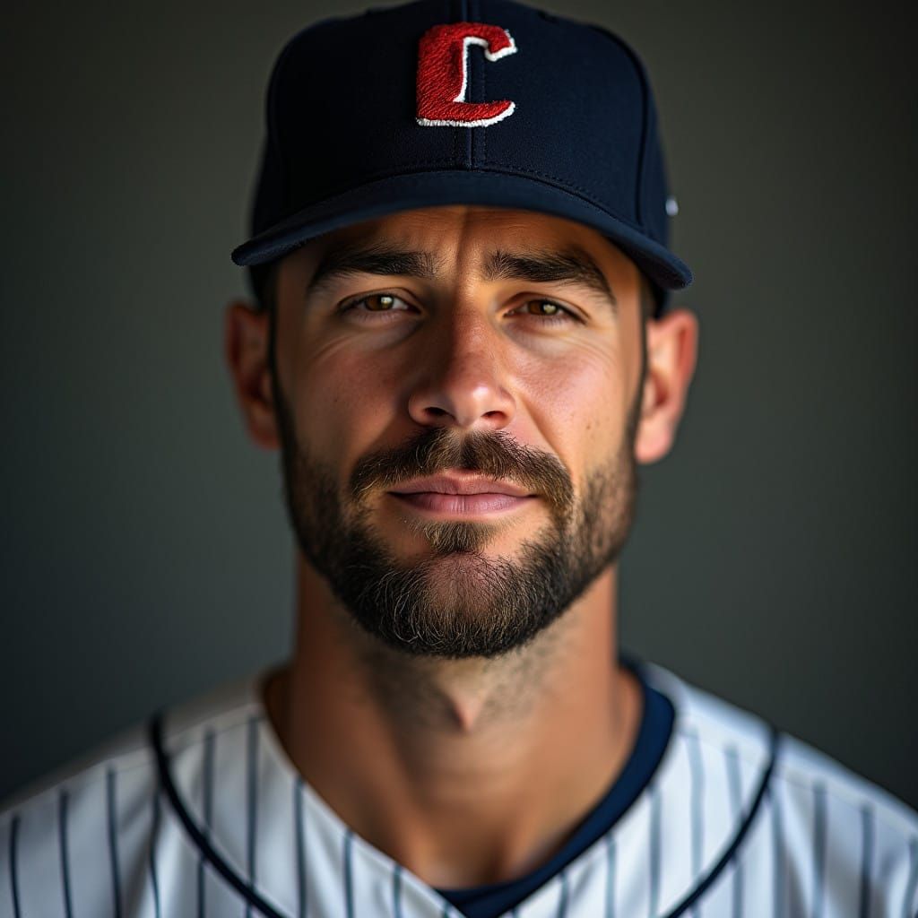 Studio-Lit Baseball Player Portrait in High-Contrast Aesthet...