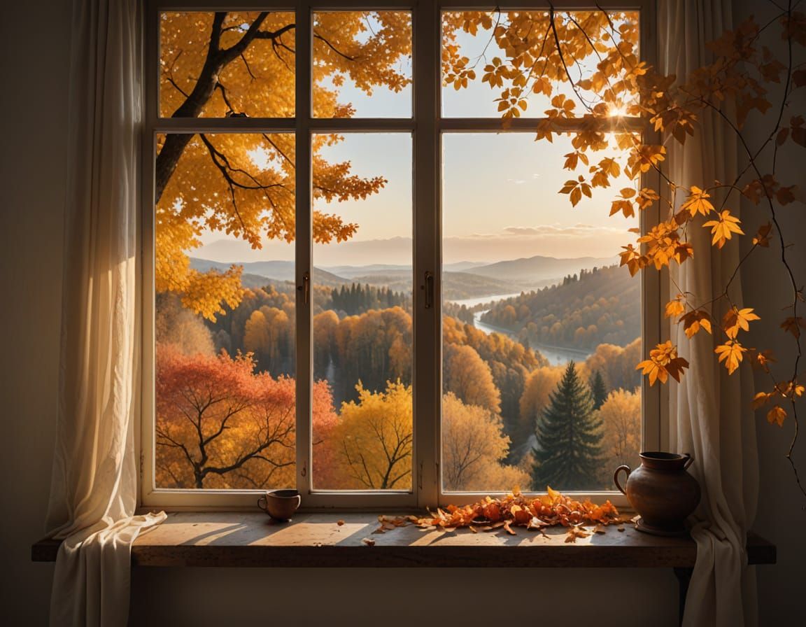 Cozy Autumn Landscape in Impressionist Style