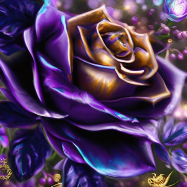 Fairy and Gold-Trimmed Rose: Digital Matte Painting