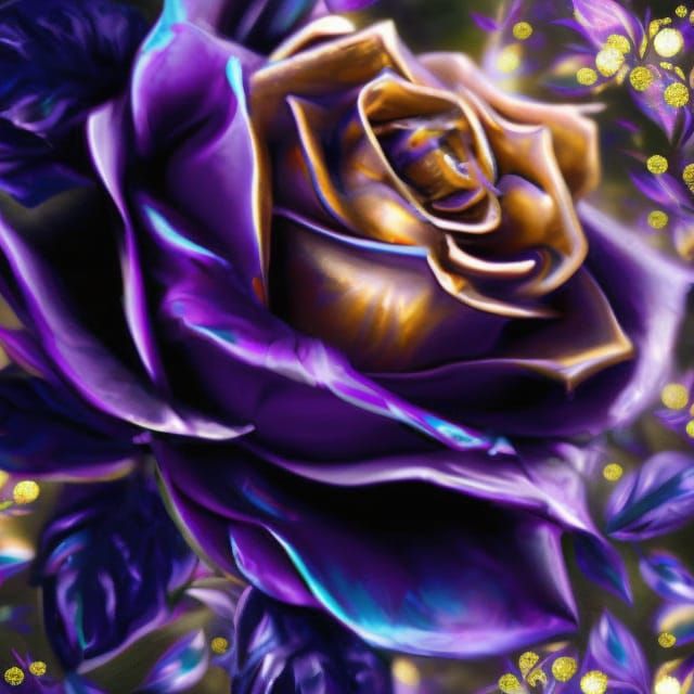 Fairy and Purple Rose with Gold Trim