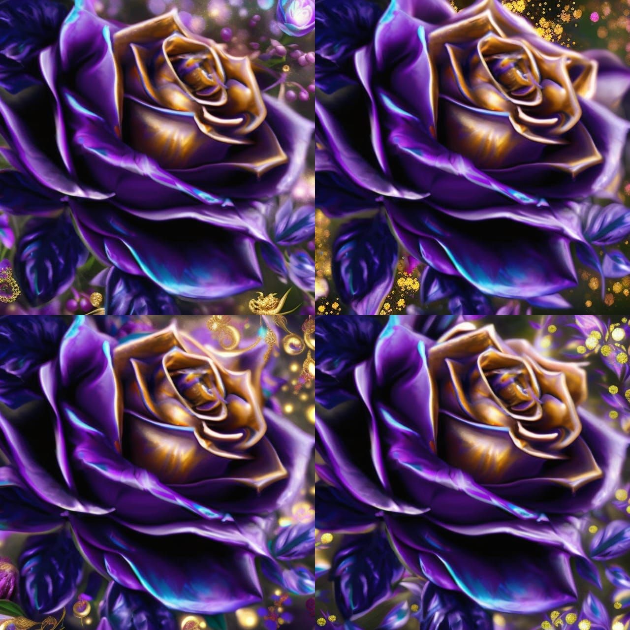 Fairy and Gold-Trimmed Rose: Digital Fantasy Art