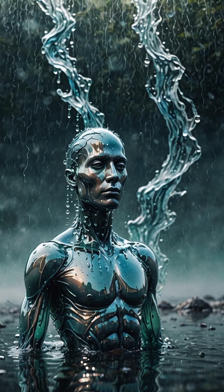 Surreal Water Form in Ethereal Mist