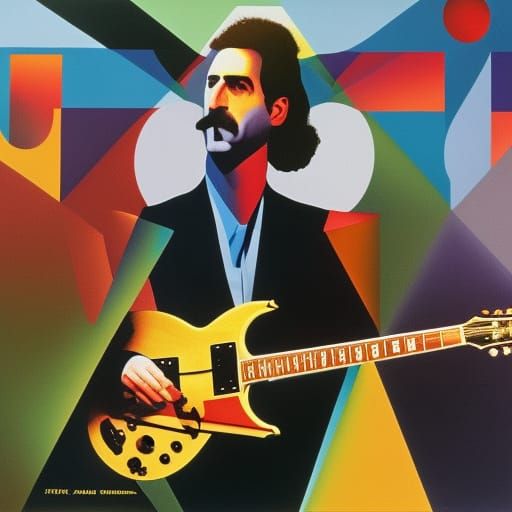 Frank Zappa Portrait in Cubist Style
