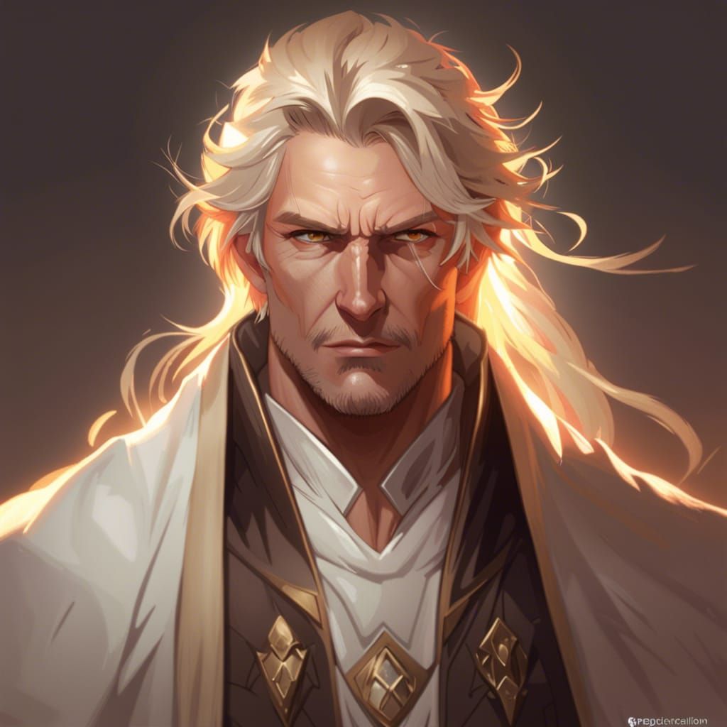 Aasimar Cleric Portrait in Hyperdetailed Style