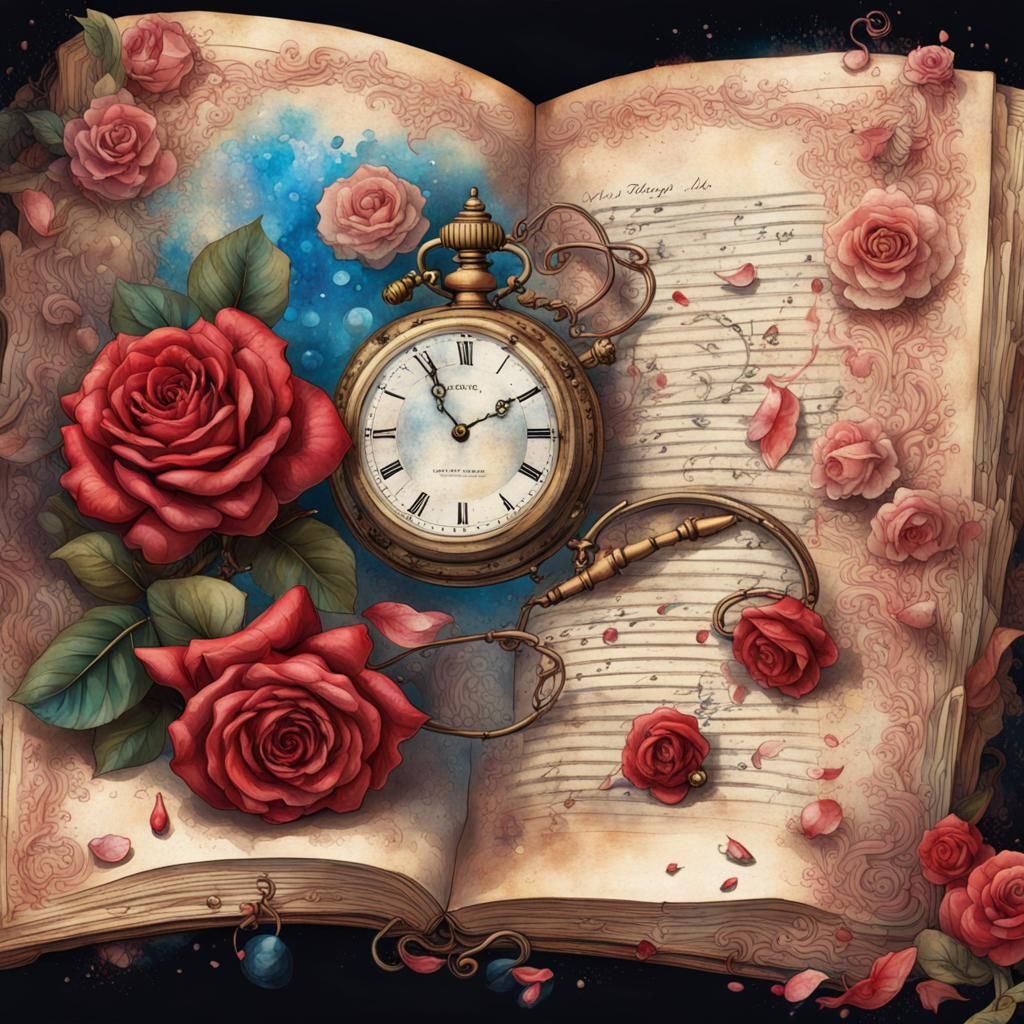 Vintage Floral Collage with Newspaper and Watercolor Filter