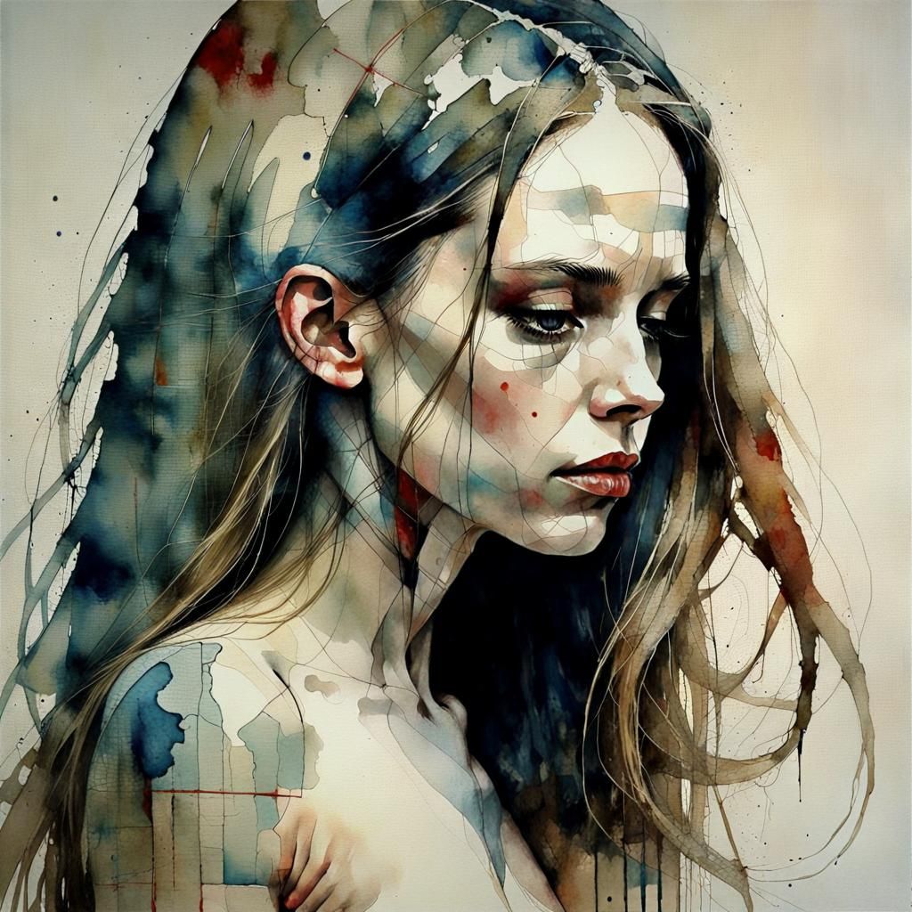 Realistic Portrait of a Long-Haired Woman