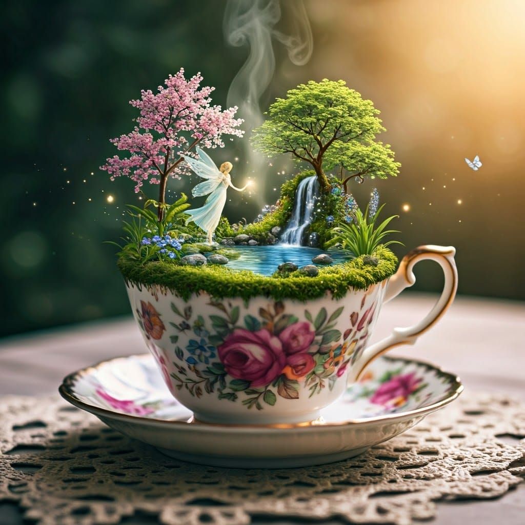 Enchanted Forest Inside Antique Teacup