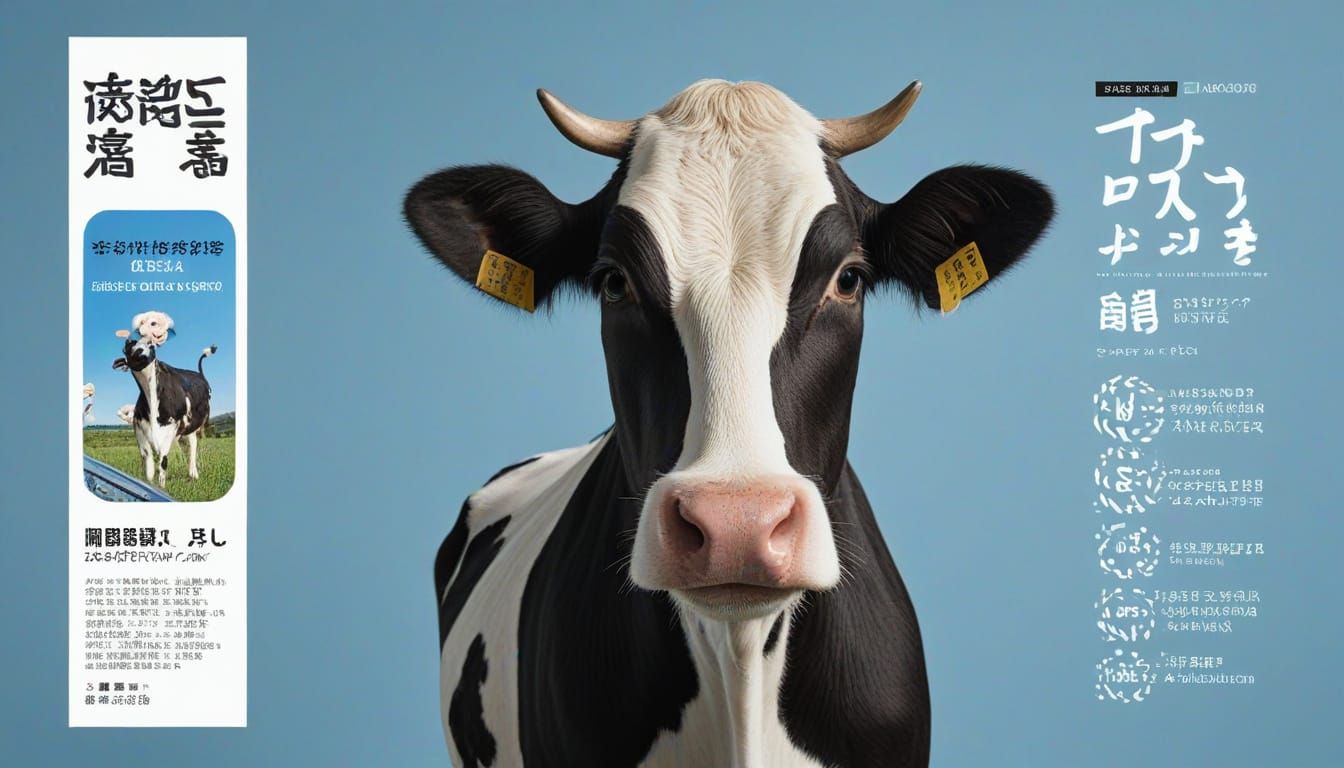 Holstein Cow Advertisement with Chinese Text