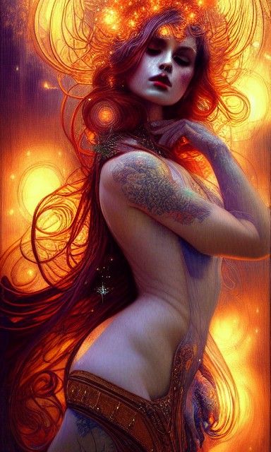 Ethereal Goddess Dissolving into Fractal Light