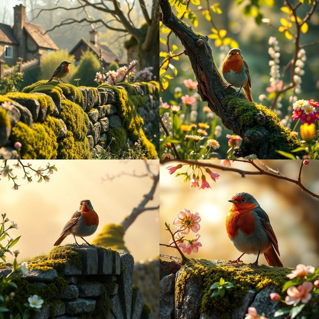 Whimsical Robin in Springtime England