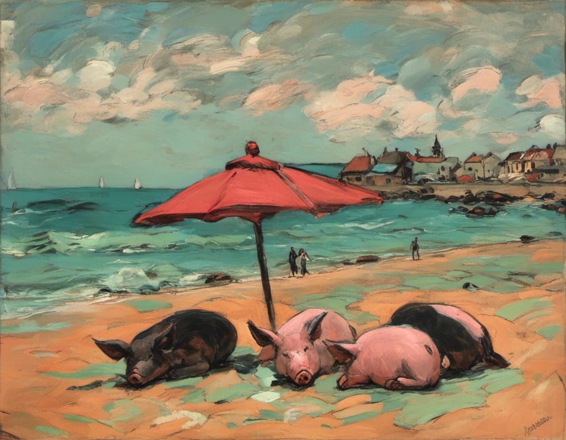 Lazy pig in holidays